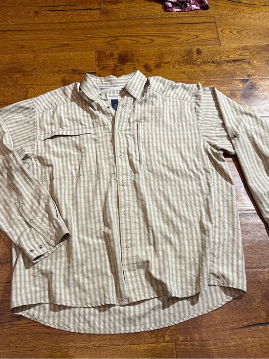 Magellan Outdoors Other - Magellan‎ Outdoors Beige Striped Long-Sleeve Button-Down Shirt